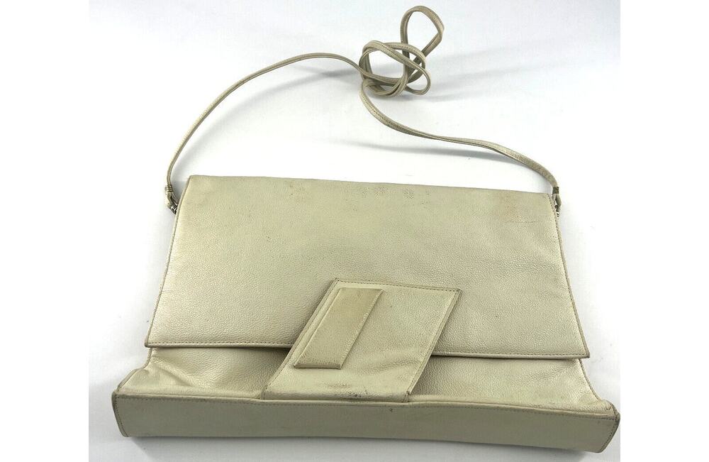 Vintage Y2K Green Mountain Purse Ivory Cream Snap Closure Retro Shoulder Bag 90s